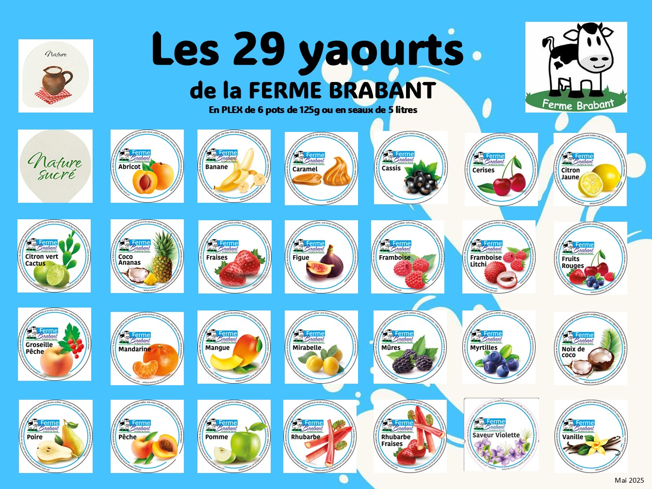 Liste des yaourts de la Ferme Brabant de Monchecourt