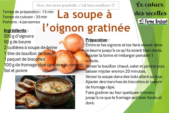 soupe à l'oignon gratinée Ferme Brabant